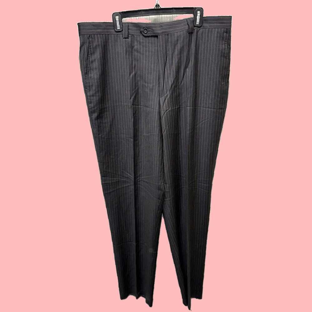 Vintage Luxurious Super 130s Black Pinstriped Woo… - image 1