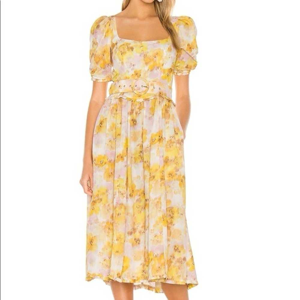 For Love & Lemons | Womens Zinna Midi Dress Lemon… - image 1