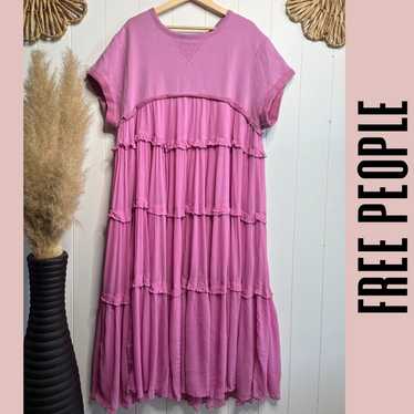 Free People maxi dress tiered ruffled boho cotton 