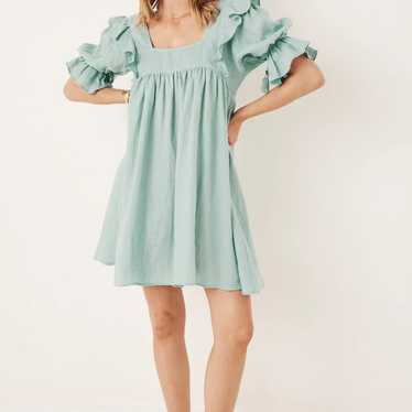 Spell Mae Linen Mini Dress Seafoam