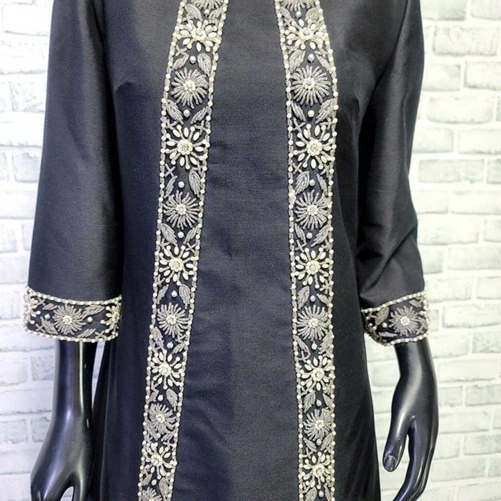 Vintage 60s Black Terylene Blend Beaded Caftan Ho… - image 4