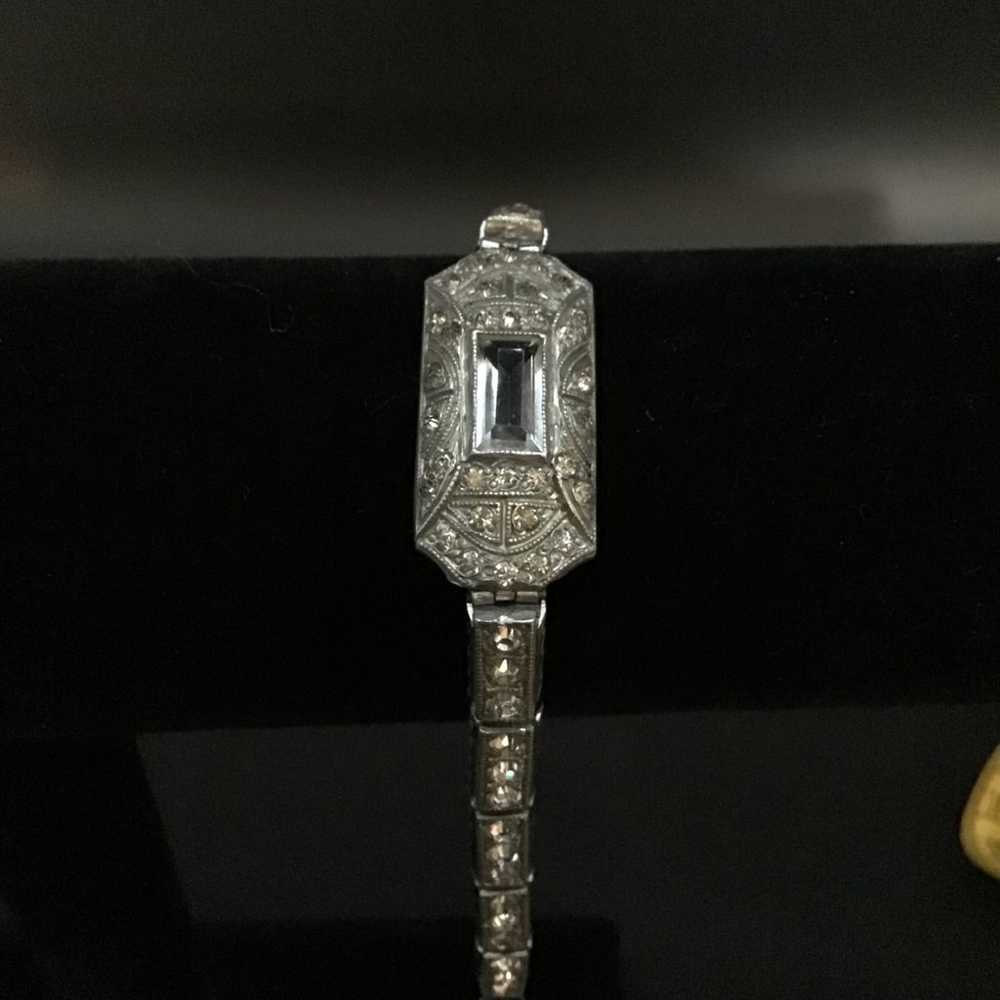 Vintage 1930 The Nov E Line Bracelet Rhinestones … - image 3