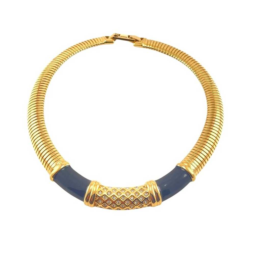 Vintage Monet Gold-Tone Black Enamel Collar Neckl… - image 5