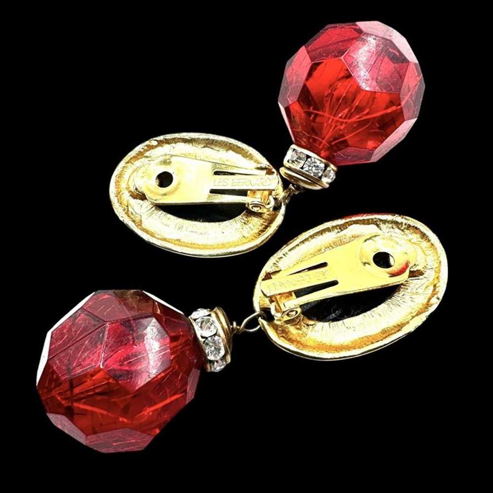 LES BERNARD Red Bauble 80s Gold Tone Chunky Gaudy… - image 4