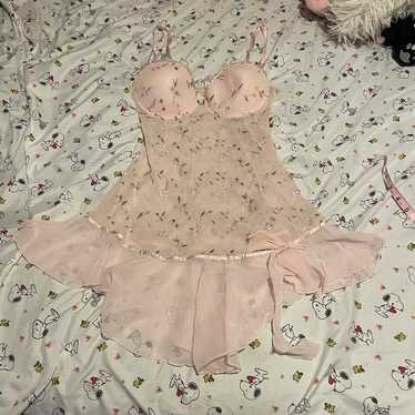 Y2K floral light pink lingerie dress - image 1