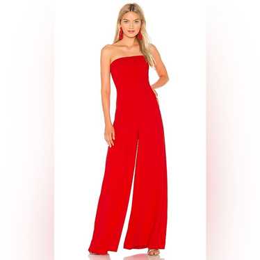 Amanda Uprichard Mandy Jumpsuit Red Strapless Wid… - image 1