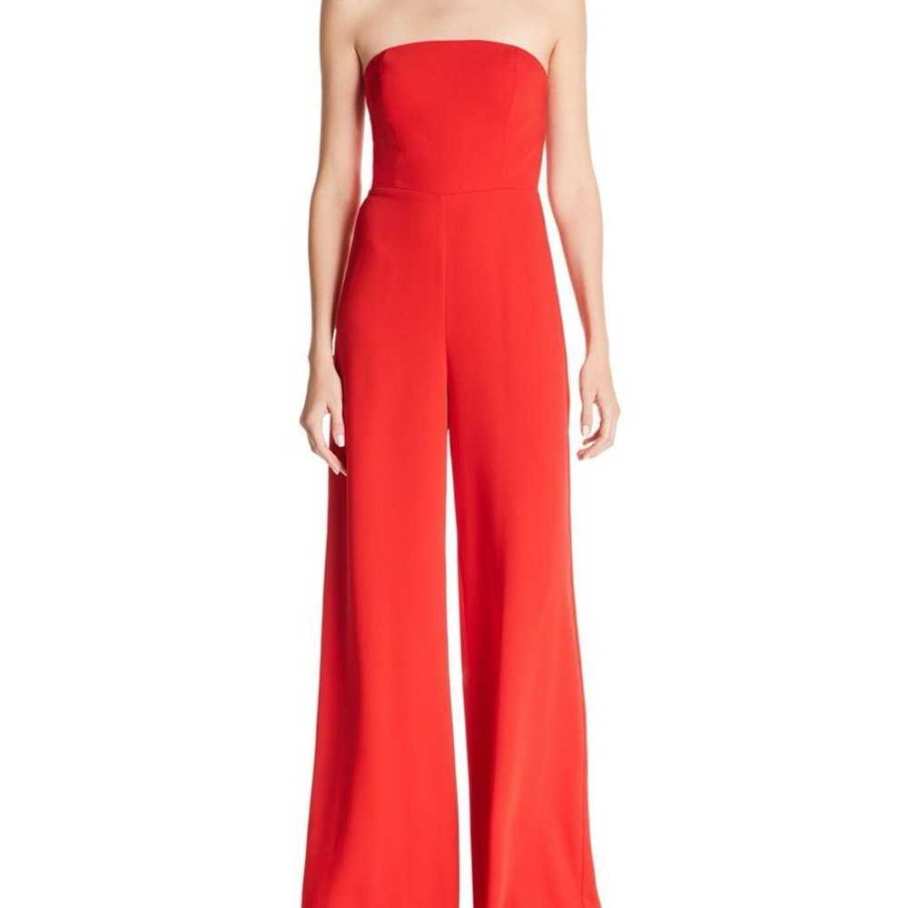 Amanda Uprichard Mandy Jumpsuit Red Strapless Wid… - image 2