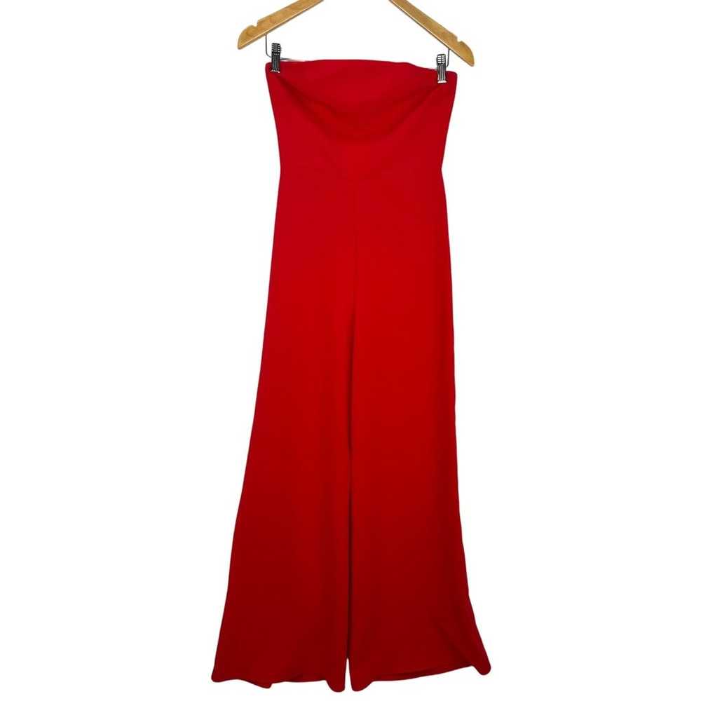 Amanda Uprichard Mandy Jumpsuit Red Strapless Wid… - image 3