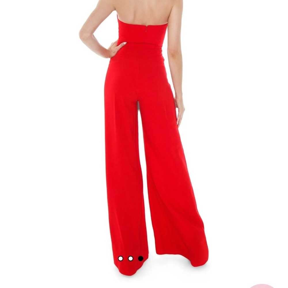 Amanda Uprichard Mandy Jumpsuit Red Strapless Wid… - image 4