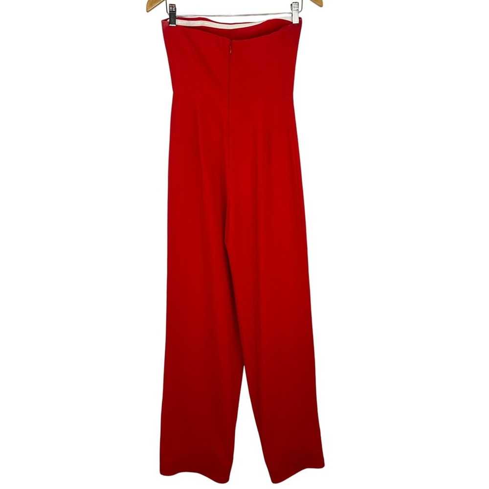 Amanda Uprichard Mandy Jumpsuit Red Strapless Wid… - image 5