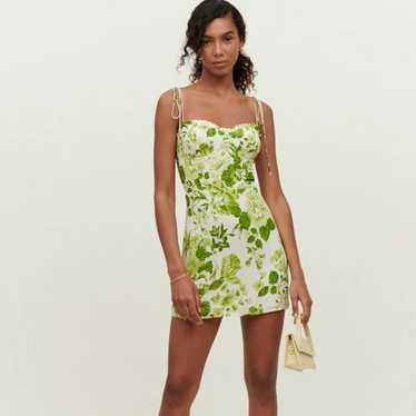 NWOT Reformation Louelle Rialto Green Floral Mini… - image 1