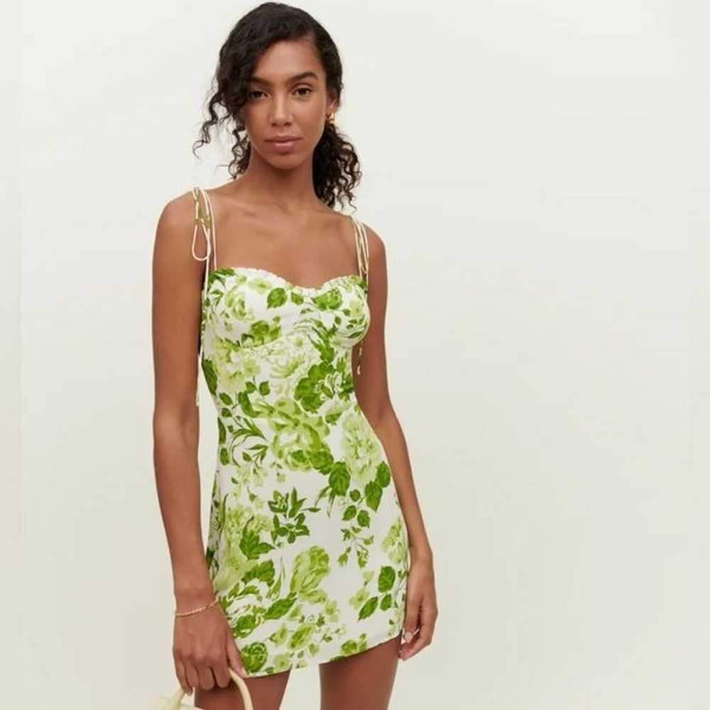 NWOT Reformation Louelle Rialto Green Floral Mini… - image 2