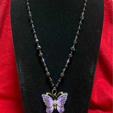 ANNA SUI Butterfly Necklace, Enamel with Cloisonn… - image 1