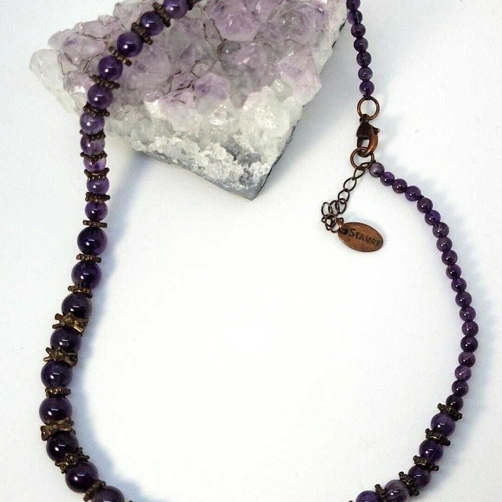 Stauer Amethyst Bead Beaded Royal Purple Necklace… - image 2