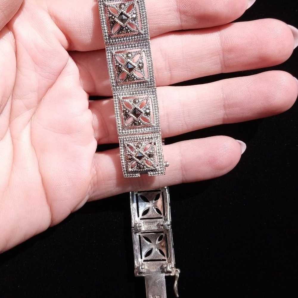 Marcisite Panel Tennis Bracelet With Matching Dan… - image 10