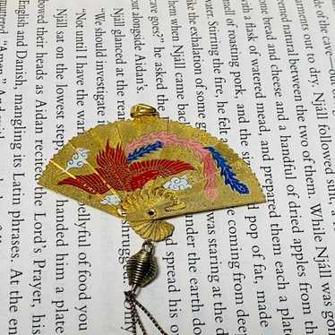 Vintage Japanese Folding Fan Pendant