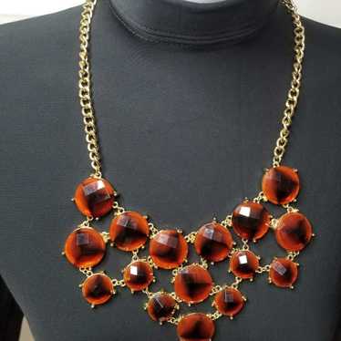 VTG Goldtone Brown Faceted Bib Necklace