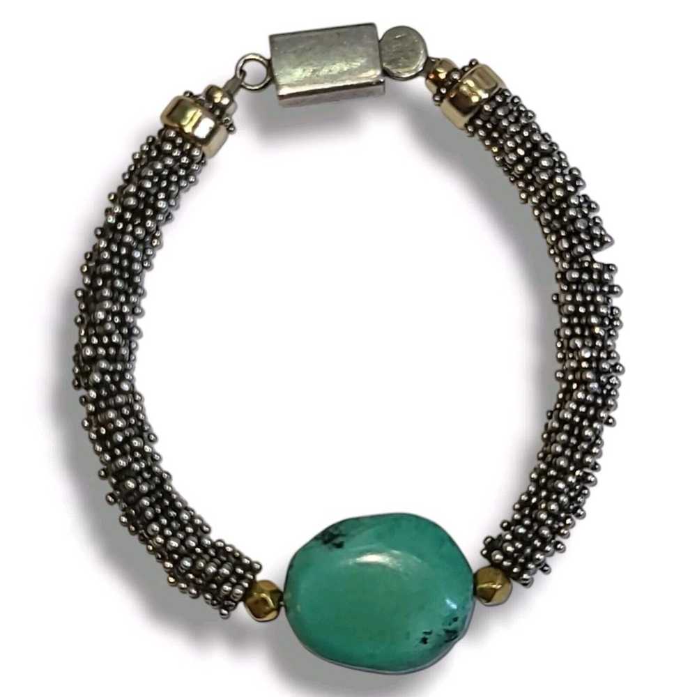 Vintage Sterling Silver 925 & Turquoise Beaded Br… - image 4