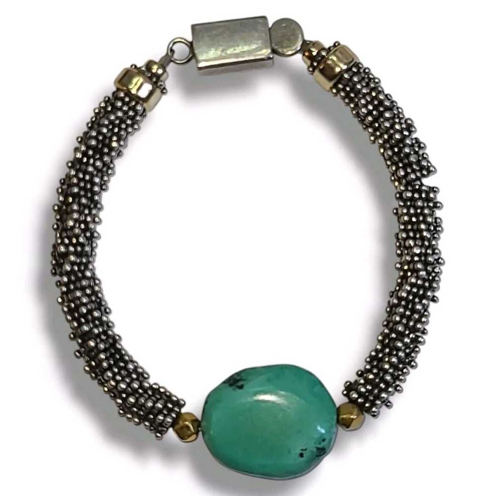 Vintage Sterling Silver 925 & Turquoise Beaded Br… - image 5