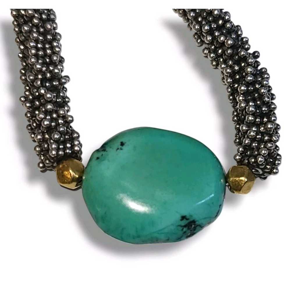 Vintage Sterling Silver 925 & Turquoise Beaded Br… - image 7