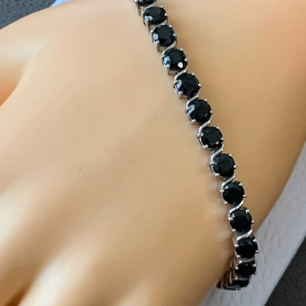 Vintage 925 Sterling Silver Black Tennis Bracelet… - image 3