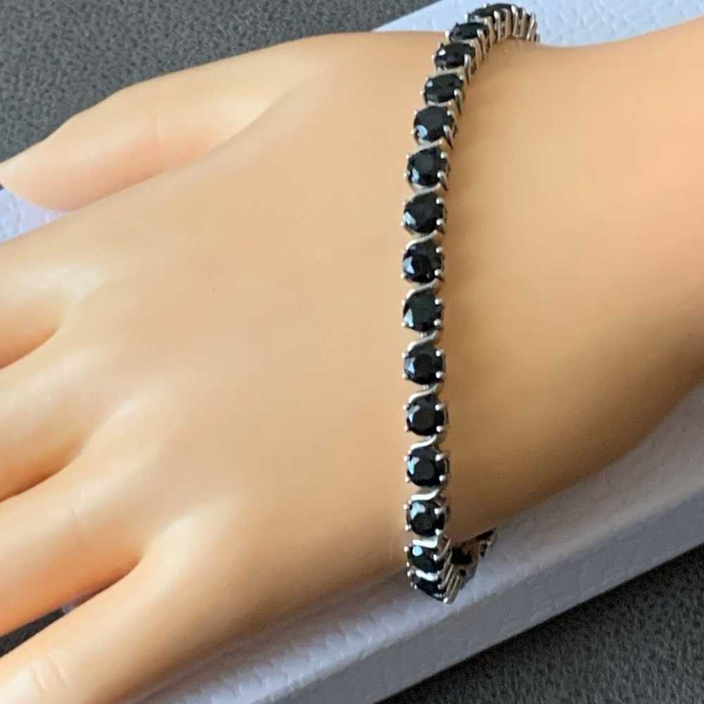 Vintage 925 Sterling Silver Black Tennis Bracelet… - image 4