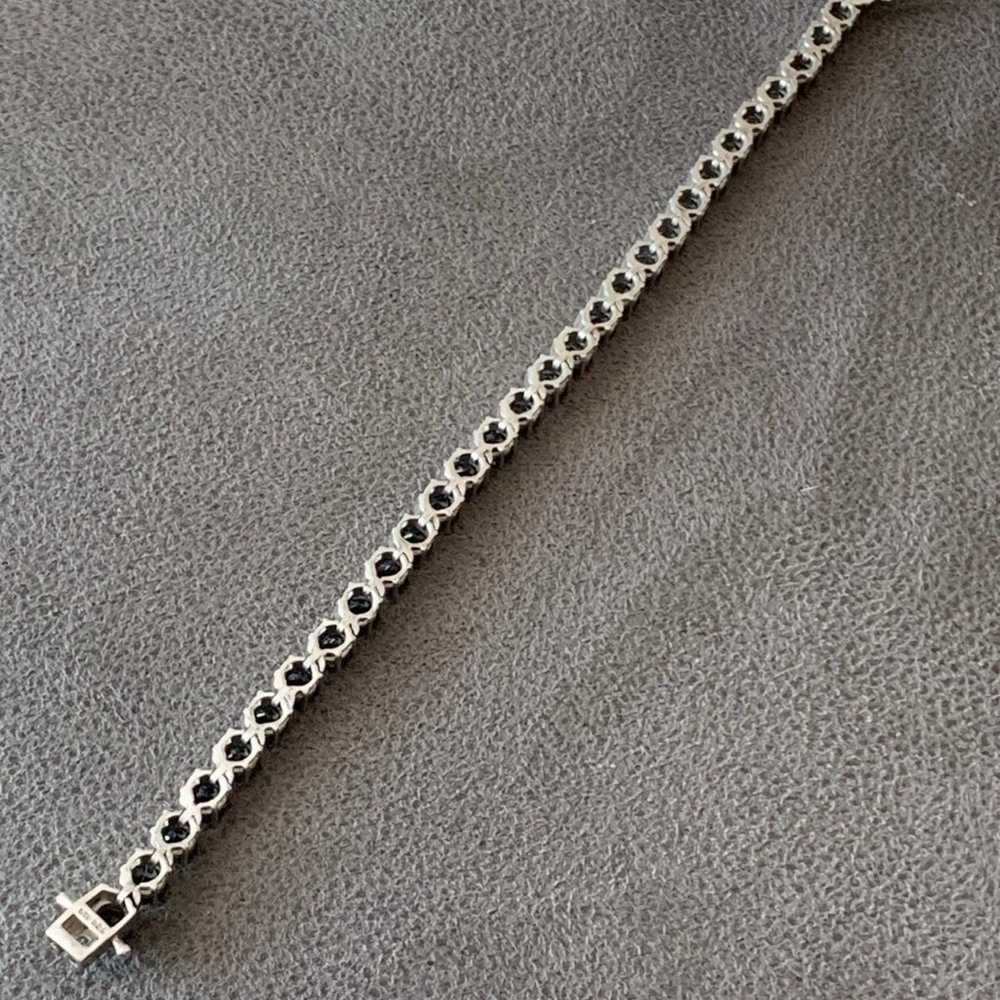 Vintage 925 Sterling Silver Black Tennis Bracelet… - image 6