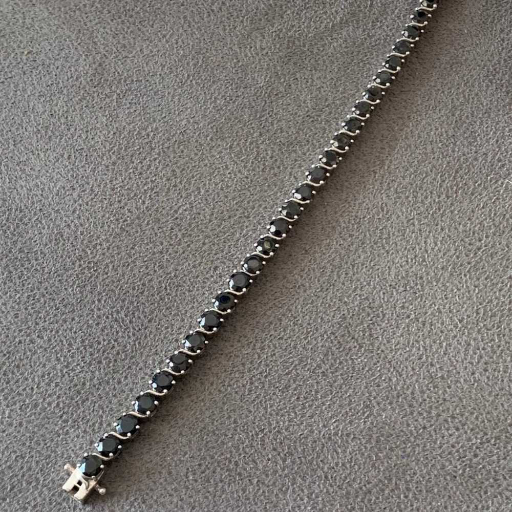 Vintage 925 Sterling Silver Black Tennis Bracelet… - image 8