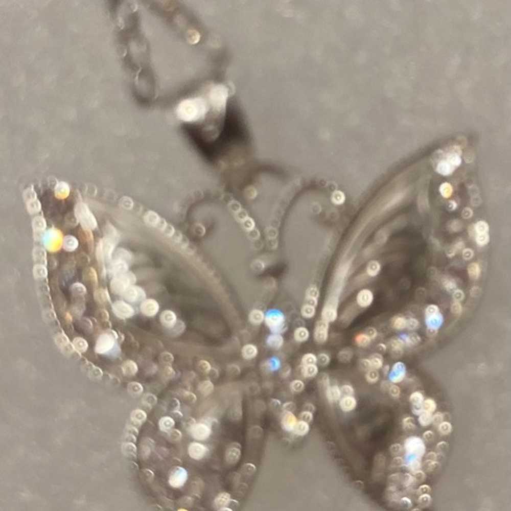 Vintage Sterling Silver Necklace, Nice Butterfly … - image 1