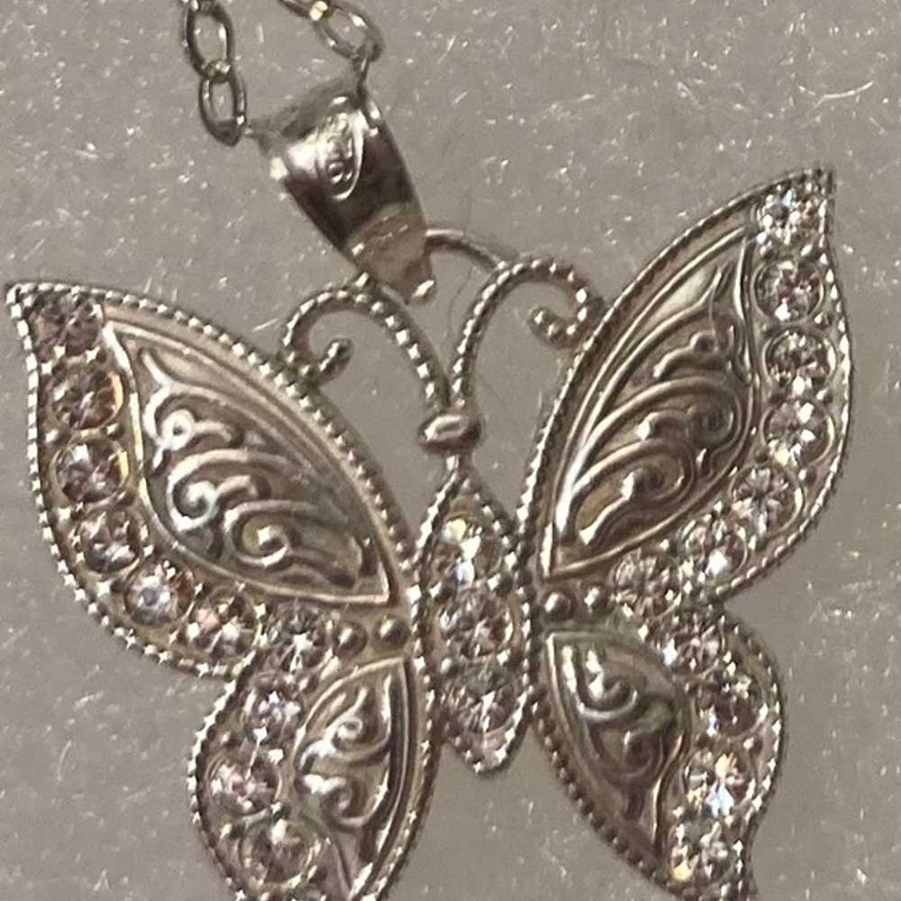 Vintage Sterling Silver Necklace, Nice Butterfly … - image 2