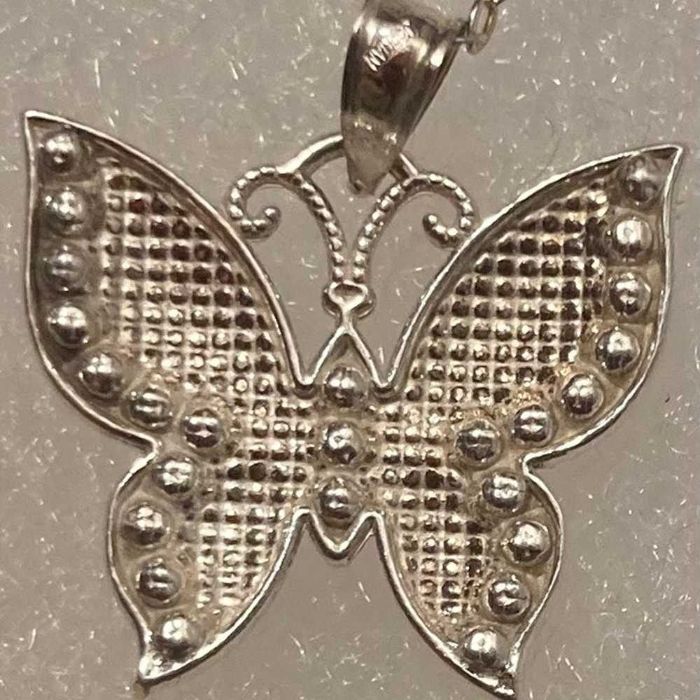 Vintage Sterling Silver Necklace, Nice Butterfly … - image 4