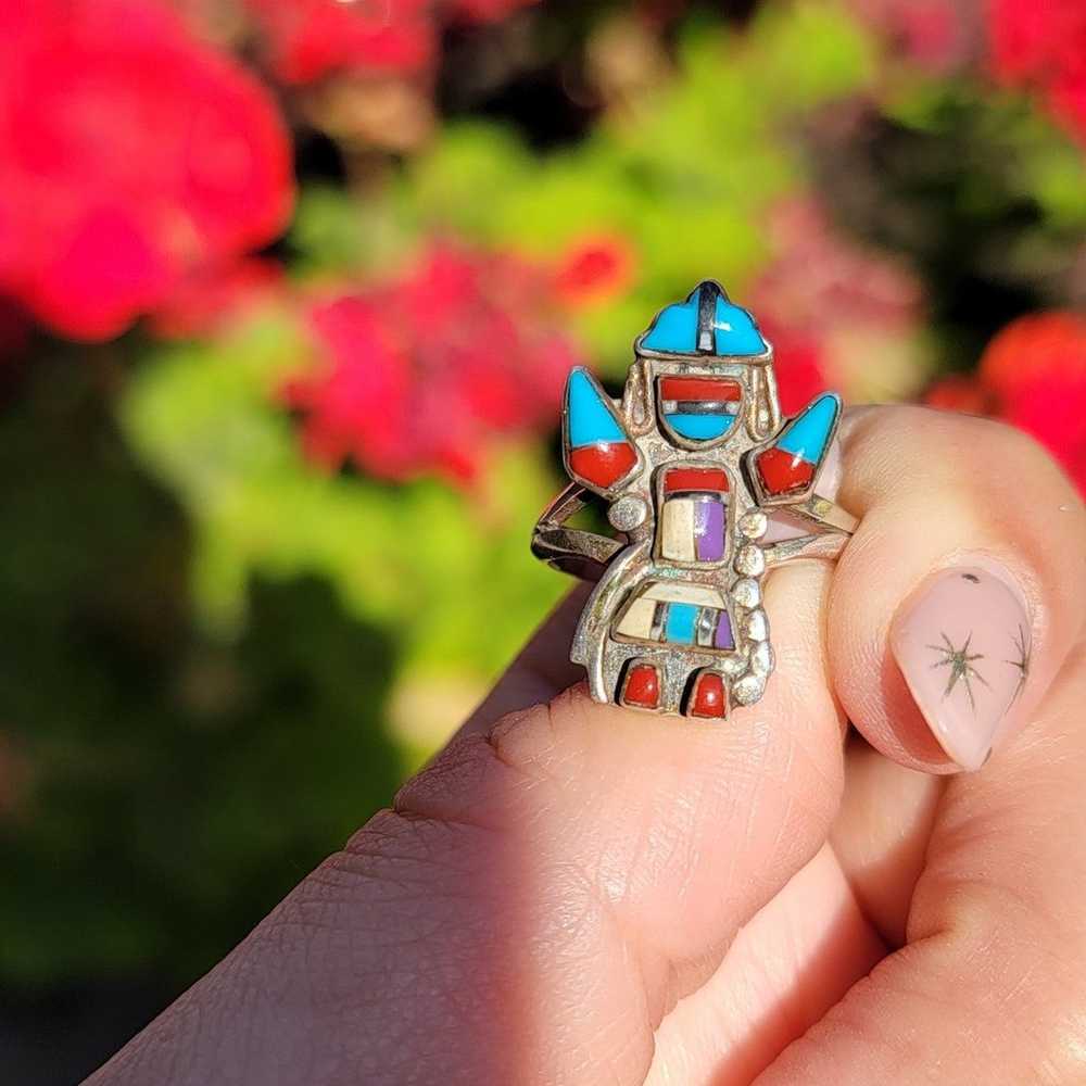 Multicolor Kachina Dancer Ring Sterling - image 3