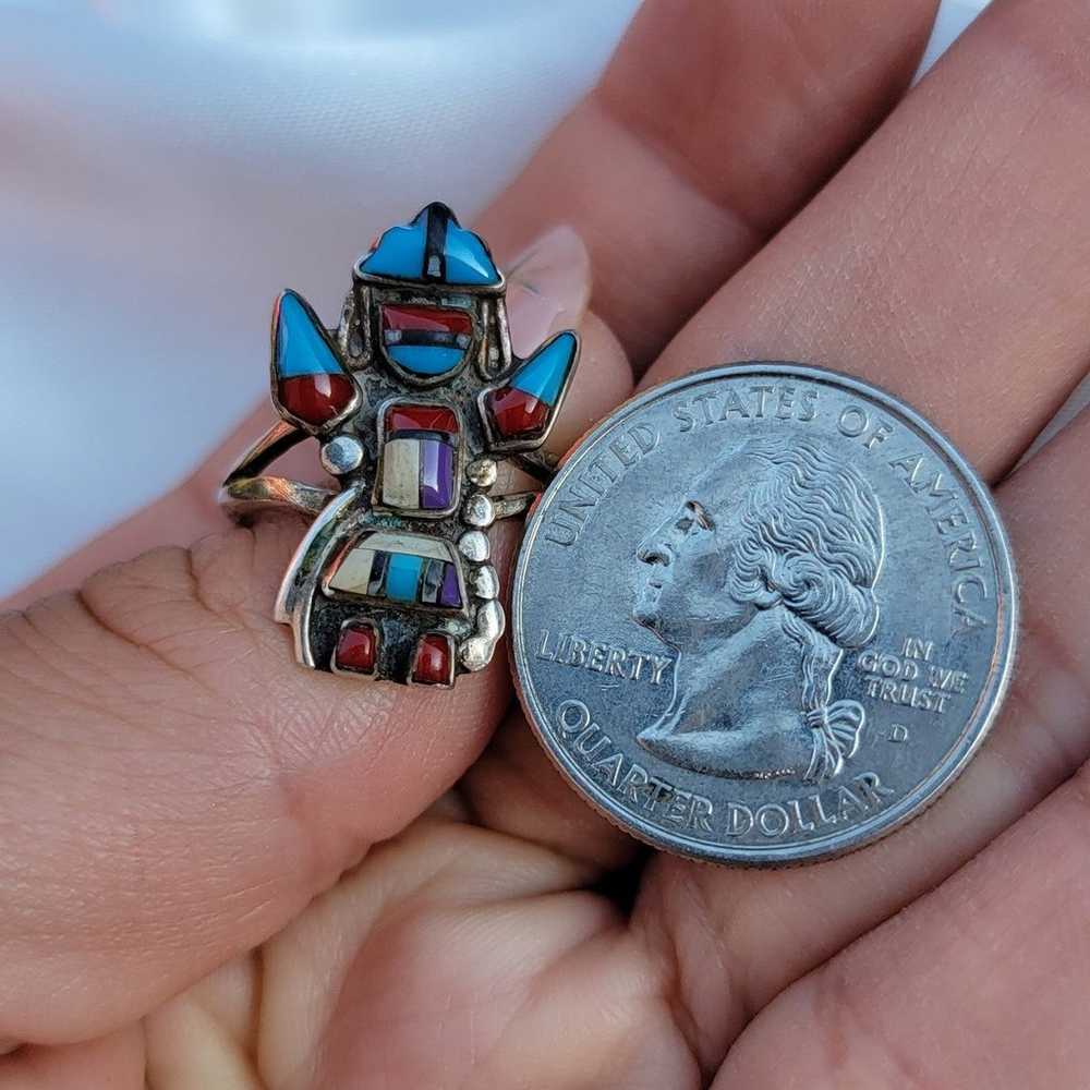 Multicolor Kachina Dancer Ring Sterling - image 6