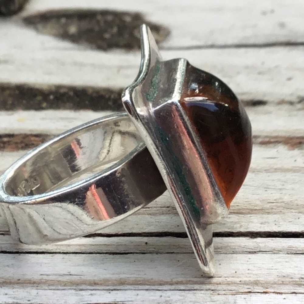 Vintage Mexico sterling silver and amber ring…..c… - image 2