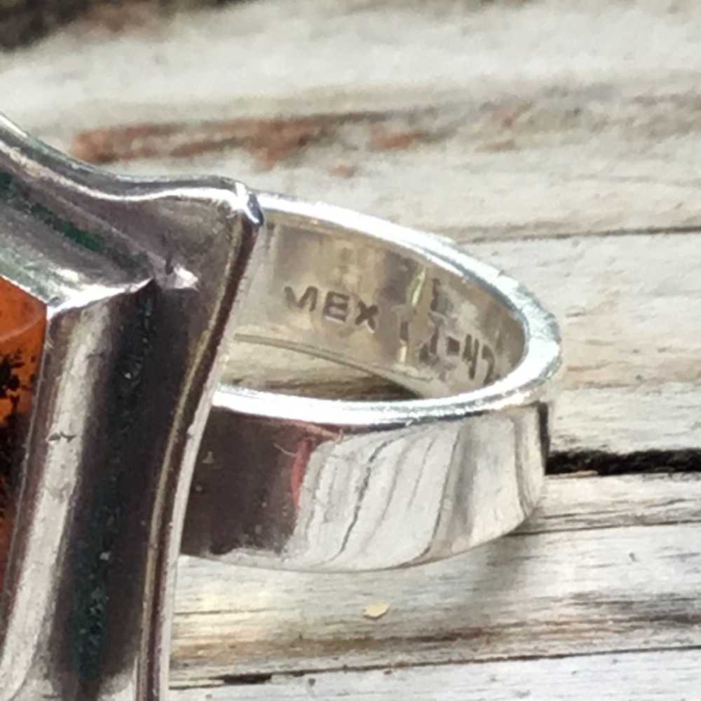 Vintage Mexico sterling silver and amber ring…..c… - image 4