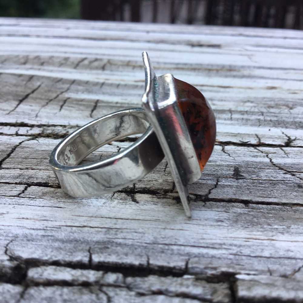 Vintage Mexico sterling silver and amber ring…..c… - image 6