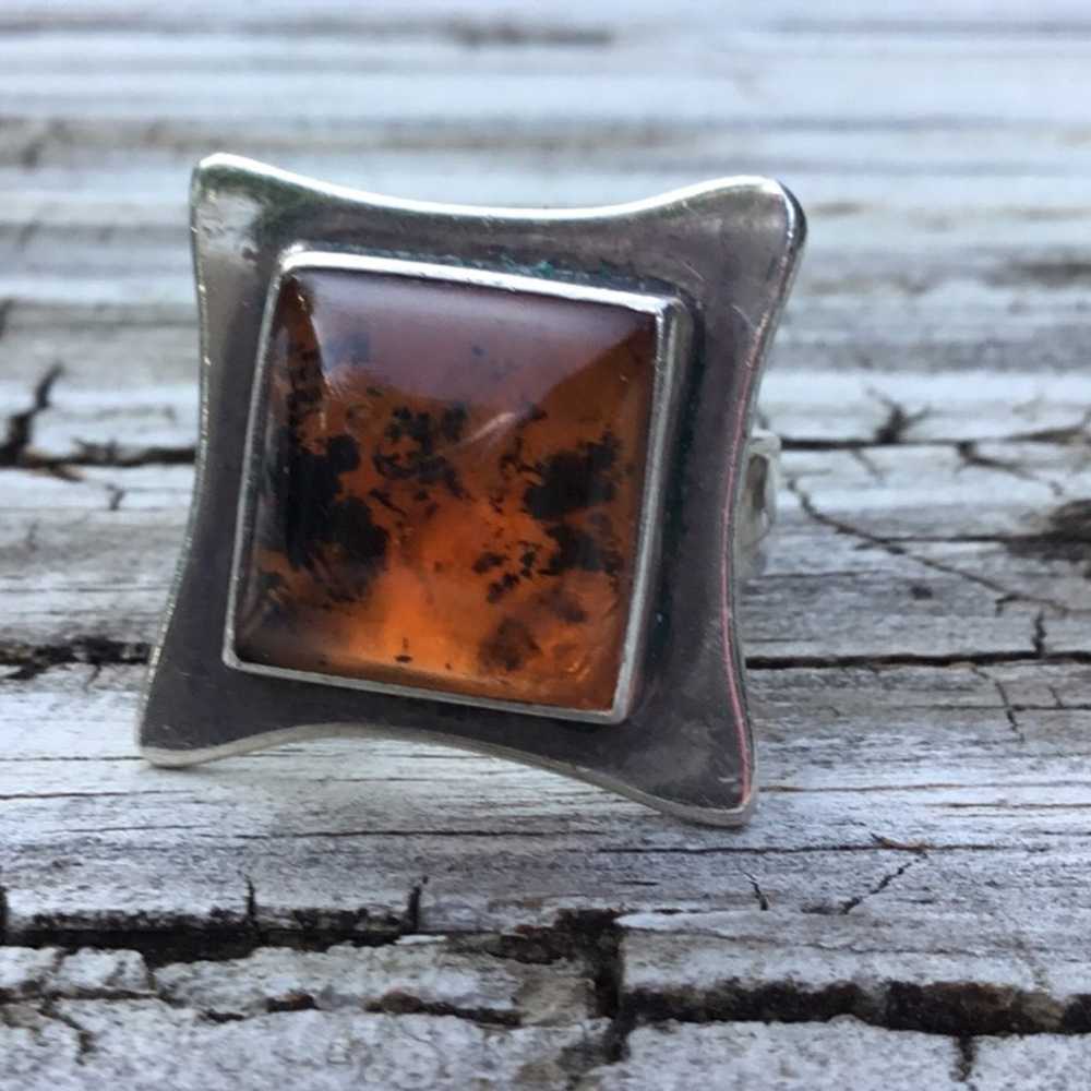 Vintage Mexico sterling silver and amber ring…..c… - image 8