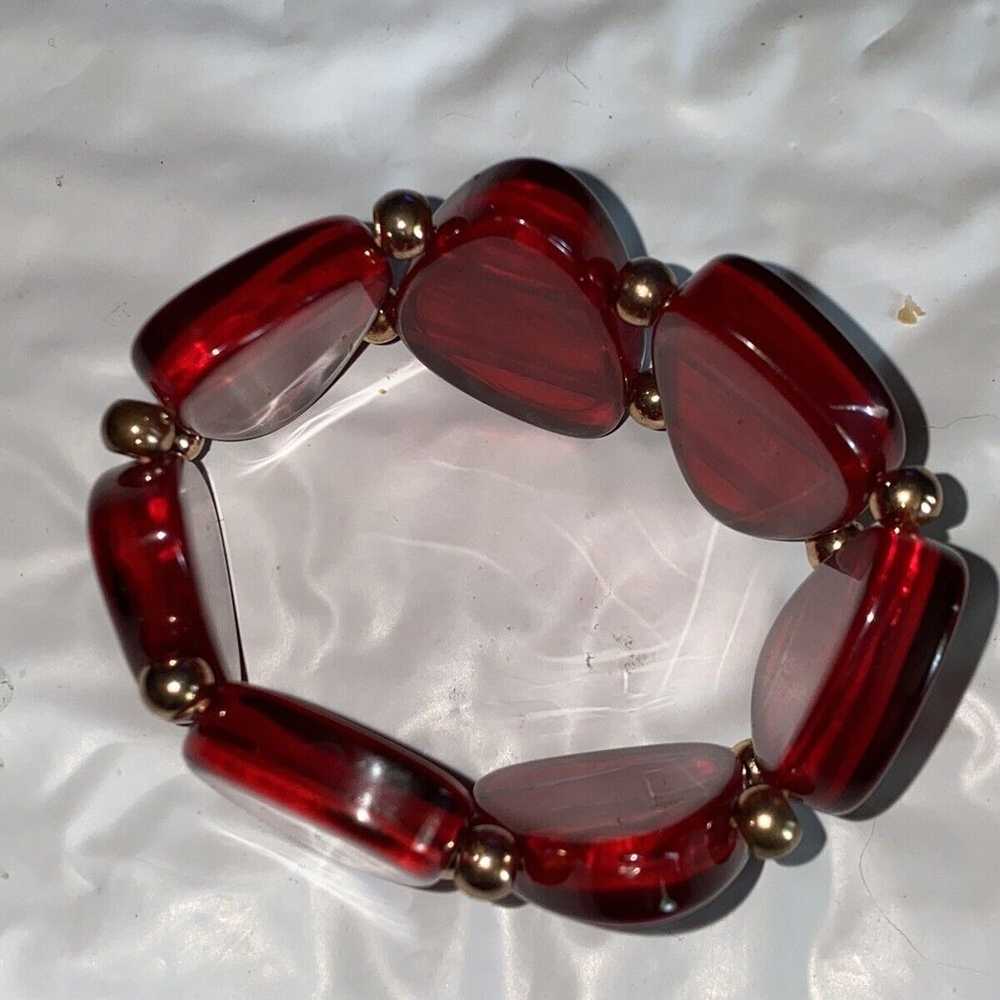 Necklace & Bracelet Jewelry Red Lucite and Hemp A… - image 12