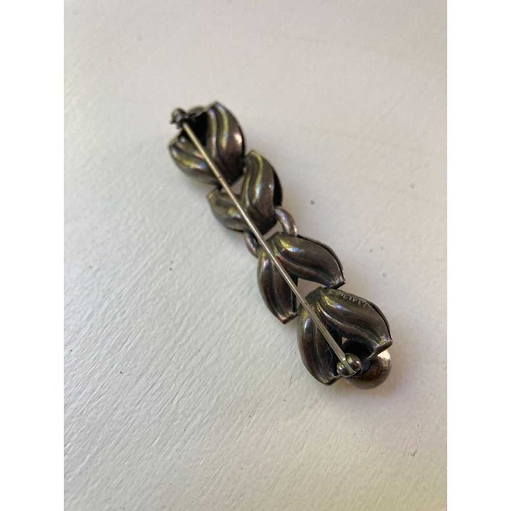 Vintage Napier Laurel Bar Brooch Pin Silver Sterl… - image 5