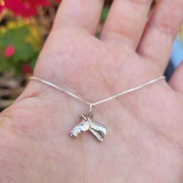 Vintage Solid 925 Sterling Silver Dainty Horse Nec