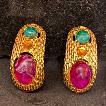 1980s Craft clip on earrings