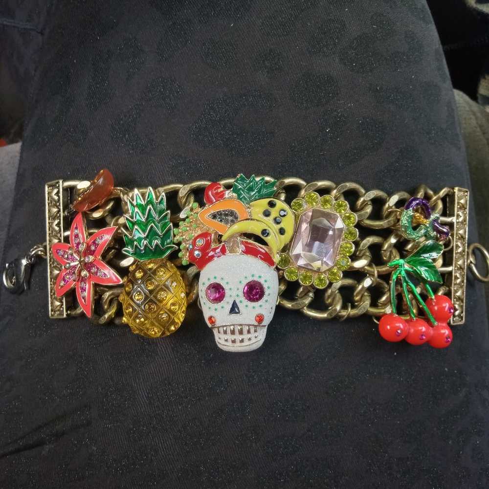 Betsey johnson vintage skull extra large bracelet - image 1