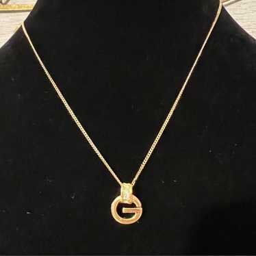 GIVENCHY Vintage Crystal G Pendant Necklace