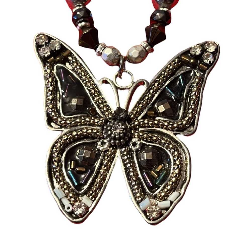 VINTAGE NAPIER SILVER HEMATITE JUMBO BUTTERFLY NE… - image 2