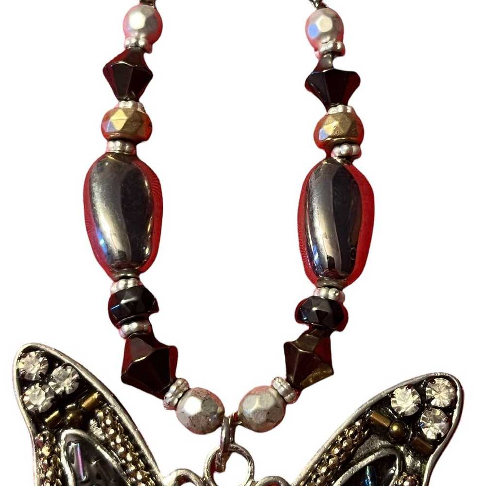 VINTAGE NAPIER SILVER HEMATITE JUMBO BUTTERFLY NE… - image 3