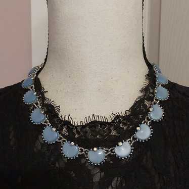 Vintage Blue Hearts Glassy Lucite Links Collar Nec