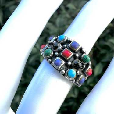 Vintage Sterling Silver Multi-Gem Ring