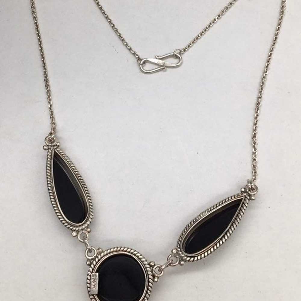 Vintage Sterling Silver Black Onyx Necklace - image 4