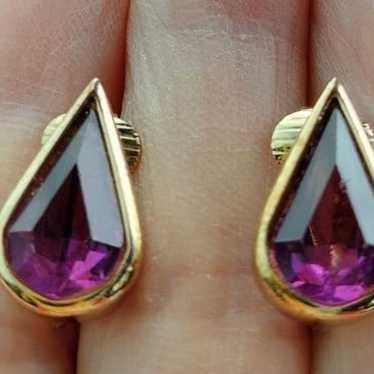 Christian Dior Clip gold tone earrings online with purple color glass stone