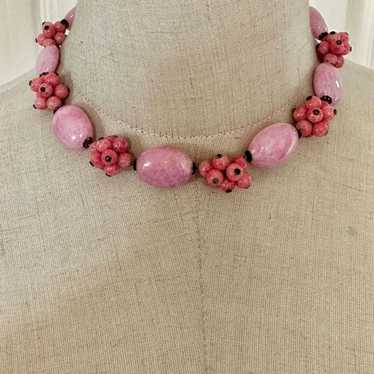 Jonne vintage pink beaded choker necklace - image 1